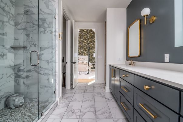 Bathroom, Glass Shower, Interior, Marble, Marble Walls