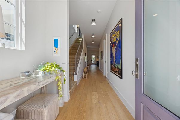 Dining room, Interior, Pendant Lights, Recessed Lighting, Wood Texture Flooring