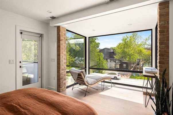 Interior, Recessed Lighting, Stone Walls, Wood Texture Flooring