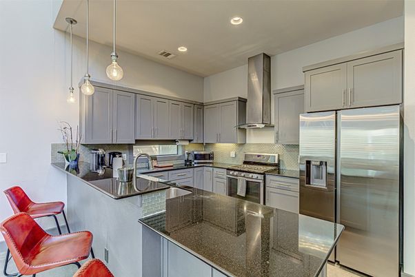 Interior, Kitchen, Pendant Lights, Recessed Lighting, Stainless Steel Appliances