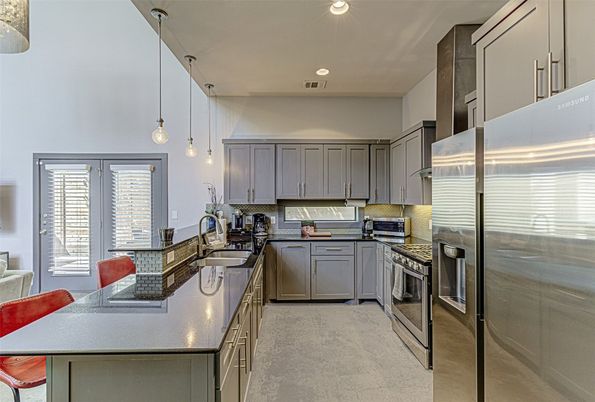 Interior, Kitchen, Pendant Lights, Recessed Lighting, Stainless Steel Appliances