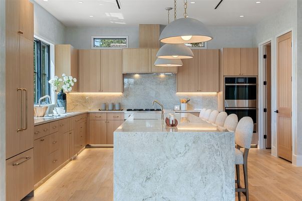 Interior, Kitchen, Pendant Lights, Recessed Lighting, Wood Texture Flooring