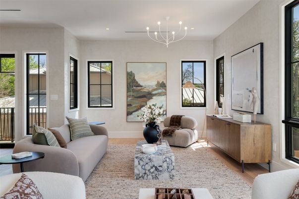 Interior, Living room, Recessed Lighting, Wood Texture Flooring