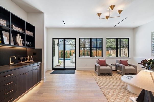 Interior, Living room, Recessed Lighting, Wood Texture Flooring