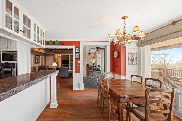 Chandelier, Dining room, Interior, Wood Texture Flooring