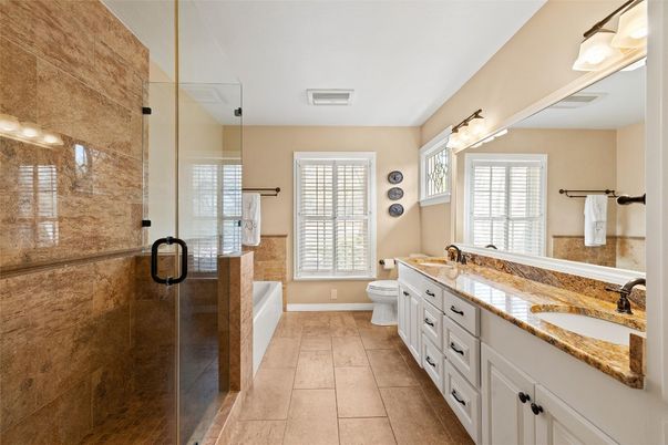 Bathroom, Dual Sink Vanities, Glass Shower, Interior