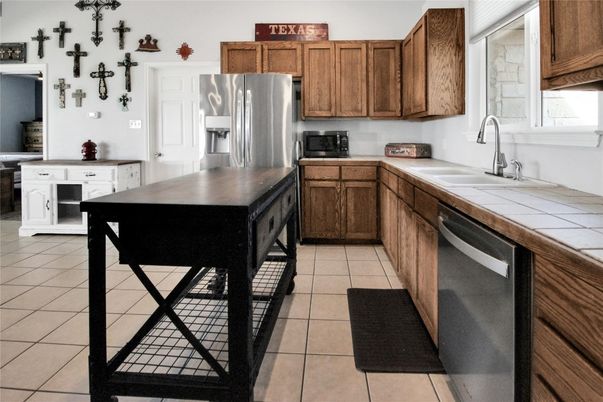 Interior, Kitchen, Stainless Steel Appliances, Tile Countertops