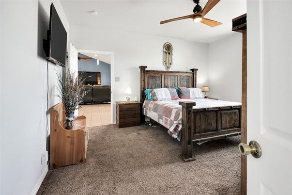 Bedroom, Fireplace, Interior