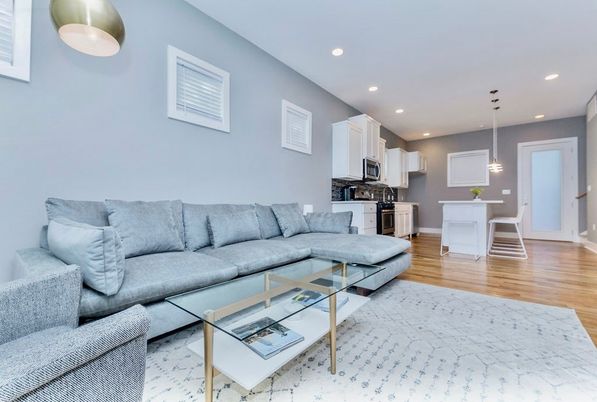 Interior, Kitchen, Living room, Pendant Lights, Recessed Lighting, Stainless Steel Appliances, Wood Texture Flooring