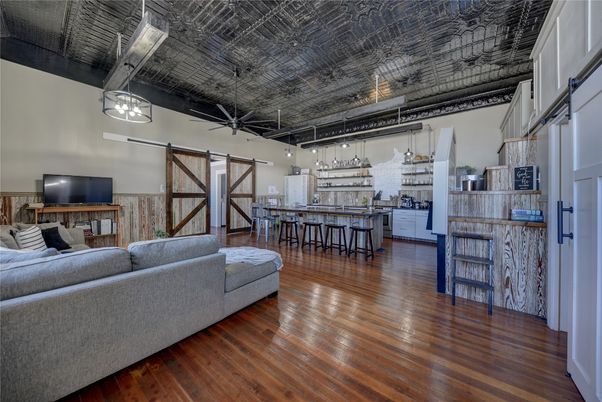 Interior, Kitchen, Living room, Pendant Lights, Wood Texture Flooring