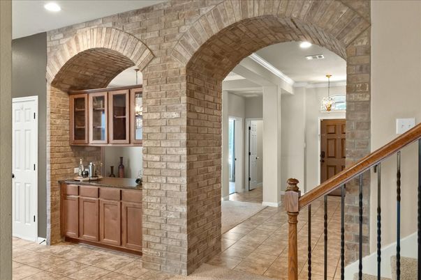 Chandelier, Interior, Recessed Lighting, Stone Walls