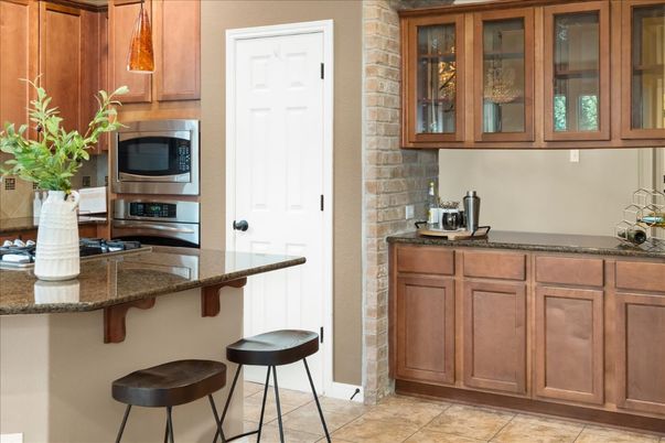 Interior, Kitchen, Stainless Steel Appliances, Stone Walls