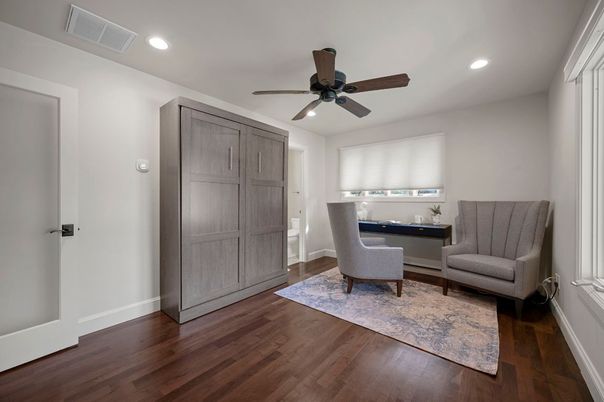 Home Office, Interior, Recessed Lighting, Wood Texture Flooring