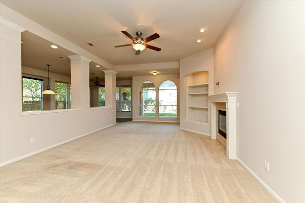 Empty room, Fireplace, Interior, Pendant Lights, Recessed Lighting