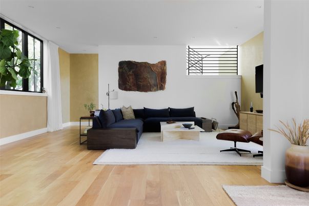 Interior, Living room, Recessed Lighting, Wood Texture Flooring