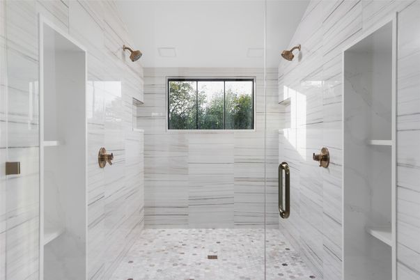 Bathroom, Glass Shower, Interior, Marble Walls