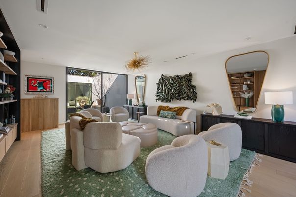 Interior, Living room, Recessed Lighting, Wood Texture Flooring