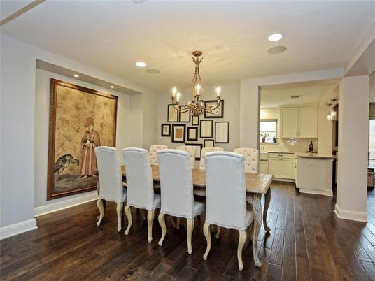 Chandelier, Dining room, Interior, Kitchen, Recessed Lighting, Wood Texture Flooring