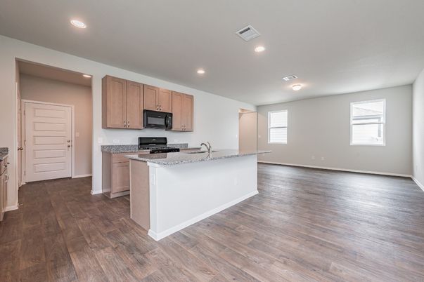 Interior, Kitchen, Recessed Lighting, Wood Texture Flooring