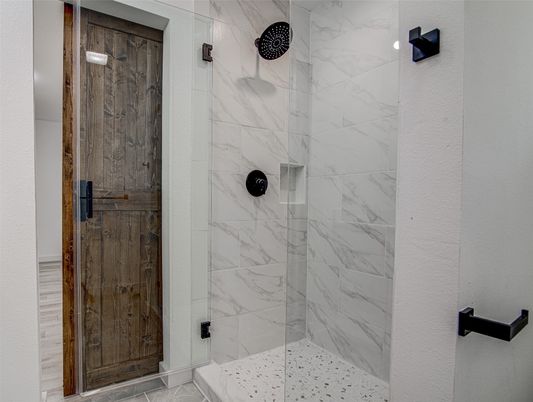 Bathroom, Glass Shower, Interior, Marble Walls