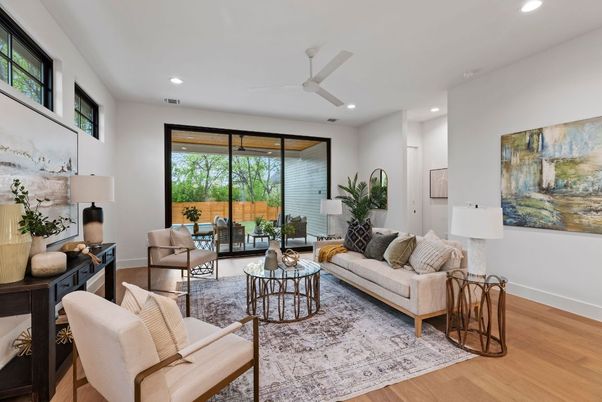 Interior, Living room, Recessed Lighting, Wood Texture Flooring