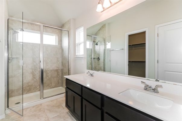 Bathroom, Dual Sink Vanities, Glass Shower, Interior