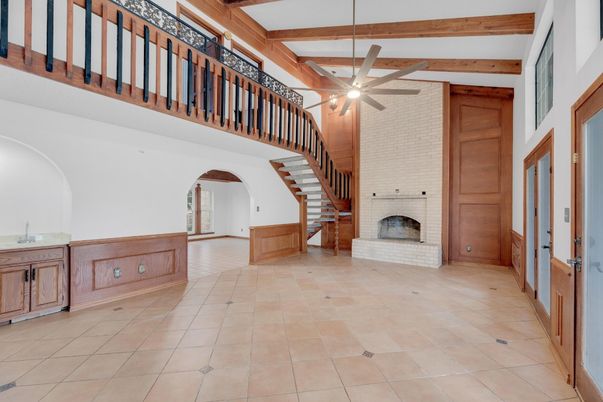 Fireplace, Interior, Wooden Beams