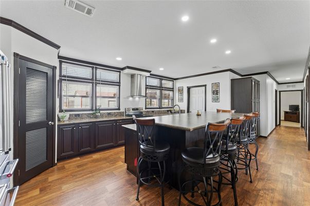 Interior, Kitchen, Recessed Lighting, Wood Texture Flooring