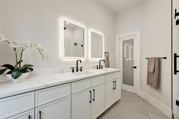 Bathroom, Dual Sink Vanities, Glass Shower, Interior