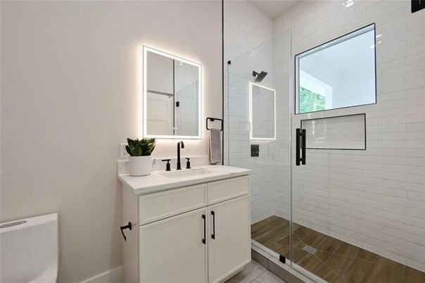 Bathroom, Dual Sink Vanities, Glass Shower, Interior