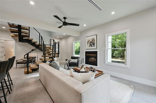 Fireplace, Interior, Living room, Recessed Lighting
