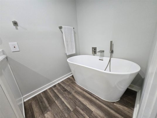 Bathroom, Free Standing Baths, Interior, Wood Texture Flooring
