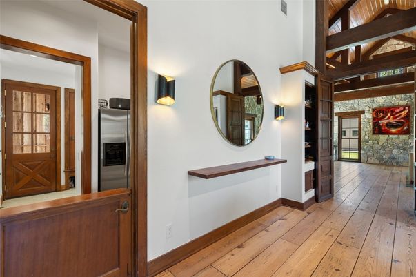 Fireplace, Interior, Stone Walls, Wood Texture Flooring
