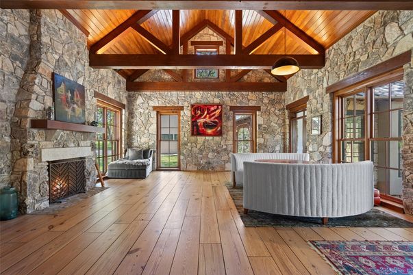 Fireplace, Interior, Stone Walls, Wooden Beams, Wooden Ceilings, Wood Texture Flooring