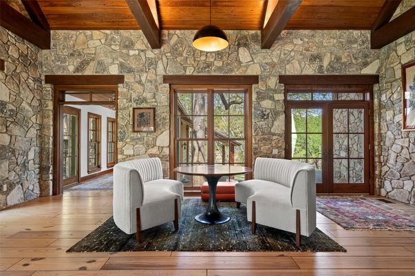 Interior, Pendant Lights, Stone Walls, Wooden Beams, Wooden Ceilings, Wood Texture Flooring