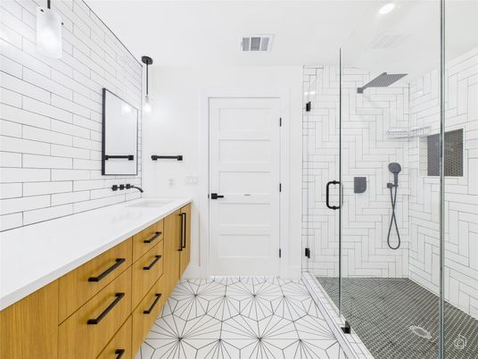Bathroom, Dual Sink Vanities, Glass Shower, Interior