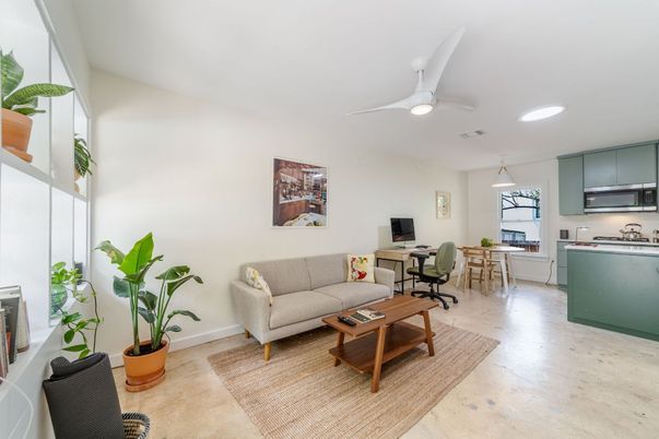 Home Office, Interior, Kitchen, Living room, Pendant Lights, Recessed Lighting, Wood Texture Flooring