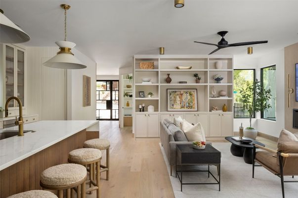 Interior, Living room, Pendant Lights, Wood Texture Flooring