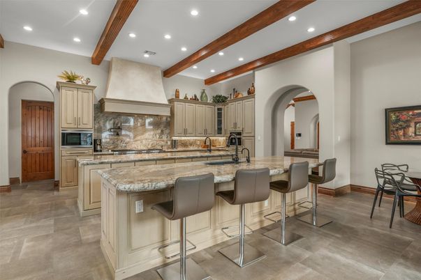 Interior, Kitchen, Recessed Lighting, Stainless Steel Appliances, Wooden Beams