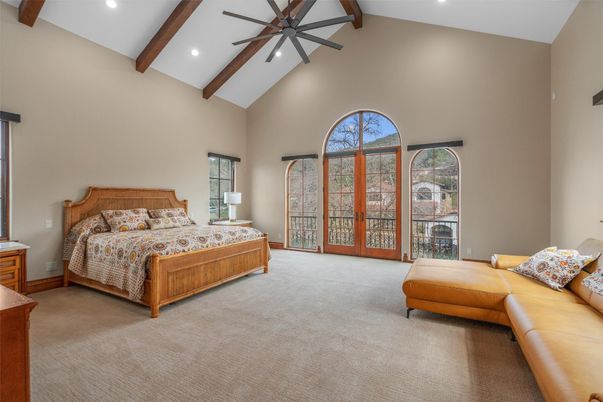 Bedroom, Interior, Recessed Lighting, Wooden Beams
