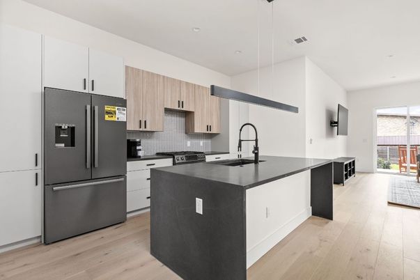 Interior, Kitchen, Pendant Lights, Recessed Lighting, Wood Texture Flooring