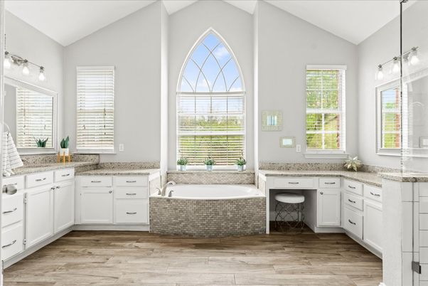 Bathroom, Dual Sink Vanities, Interior, Wood Texture Flooring