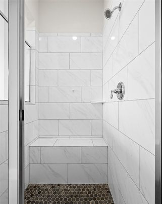 Bathroom, Glass Shower, Interior, Marble Walls