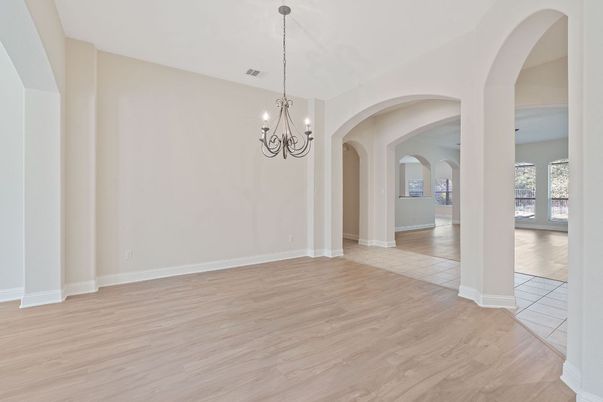 Chandelier, Empty room, Interior, Wood Texture Flooring