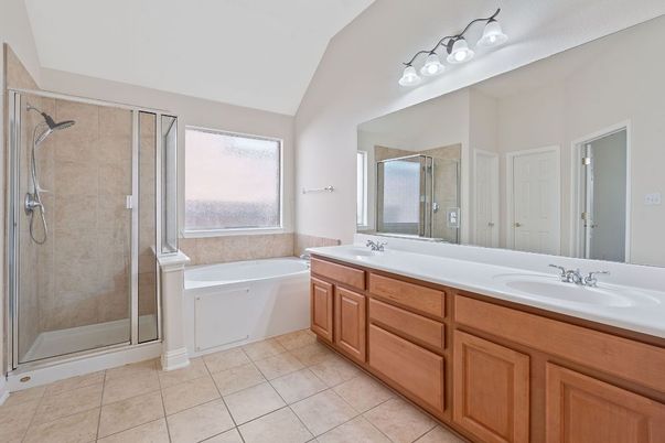 Bathroom, Dual Sink Vanities, Glass Shower, Interior