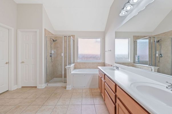 Bathroom, Dual Sink Vanities, Glass Shower, Interior
