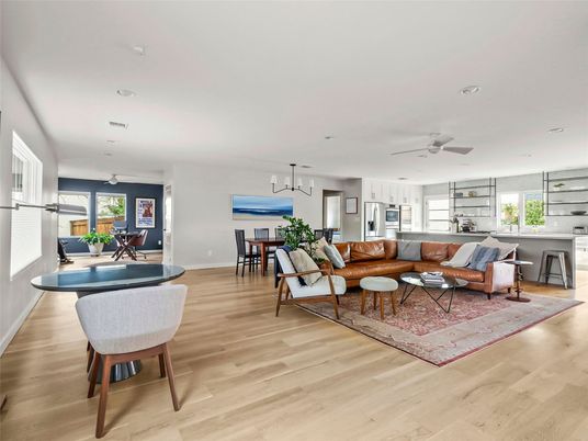 Dining room, Interior, Kitchen, Living room, Pendant Lights, Recessed Lighting, Wood Texture Flooring