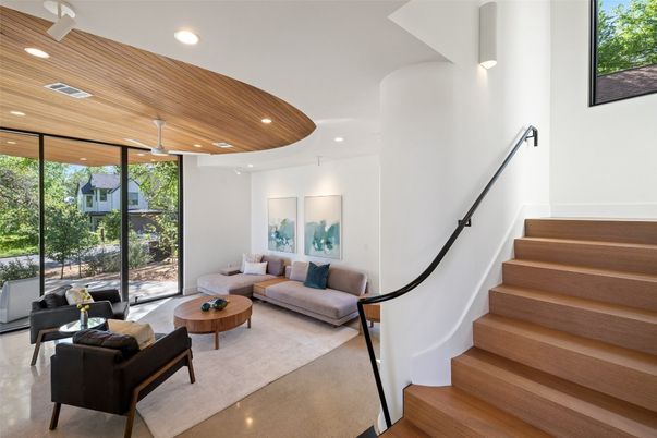 Interior, Living room, Recessed Lighting, Wooden Ceilings