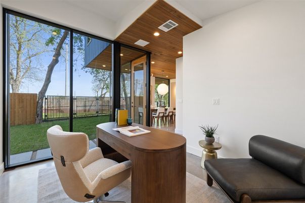 Home Office, Interior, Recessed Lighting, Wooden Ceilings