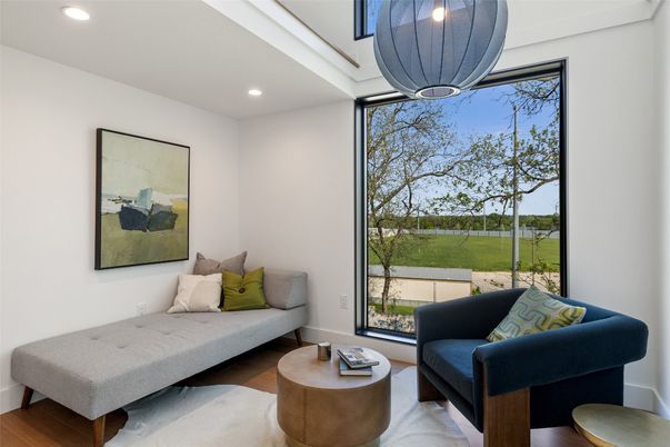 Interior, Living room, Pendant Lights, Recessed Lighting, Wood Texture Flooring